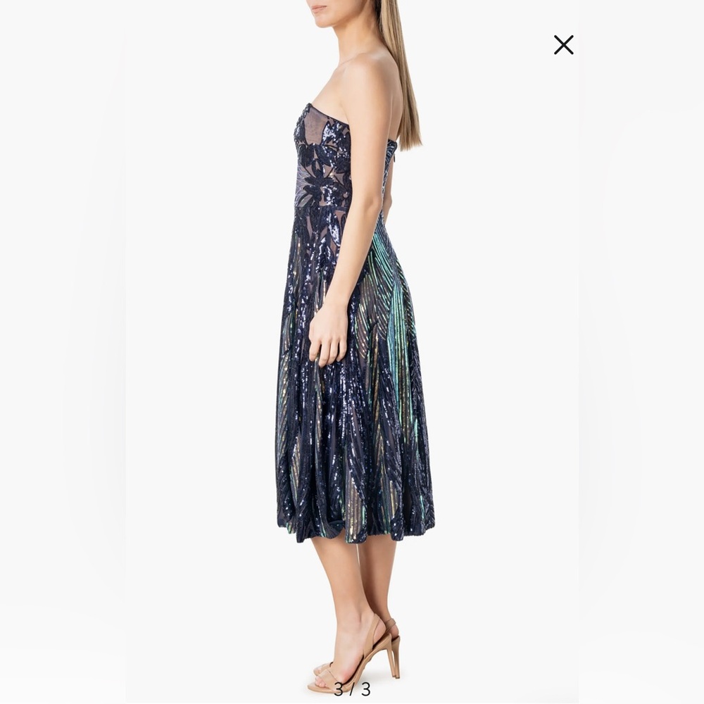 Dress the Population (Navy Multi) Strapless Elegant Navy Sequin Dress - Picture 4 of 9